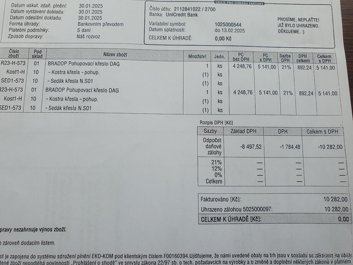 Dvě zánovní pohupovací křesla českého výrobce BRADOP - 2