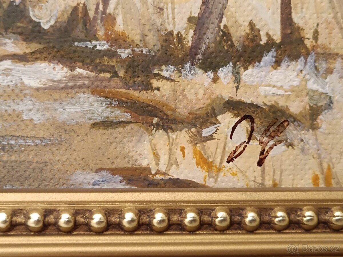 Obraz u Vydry, Šumava, olejomalba 64x85 - 2