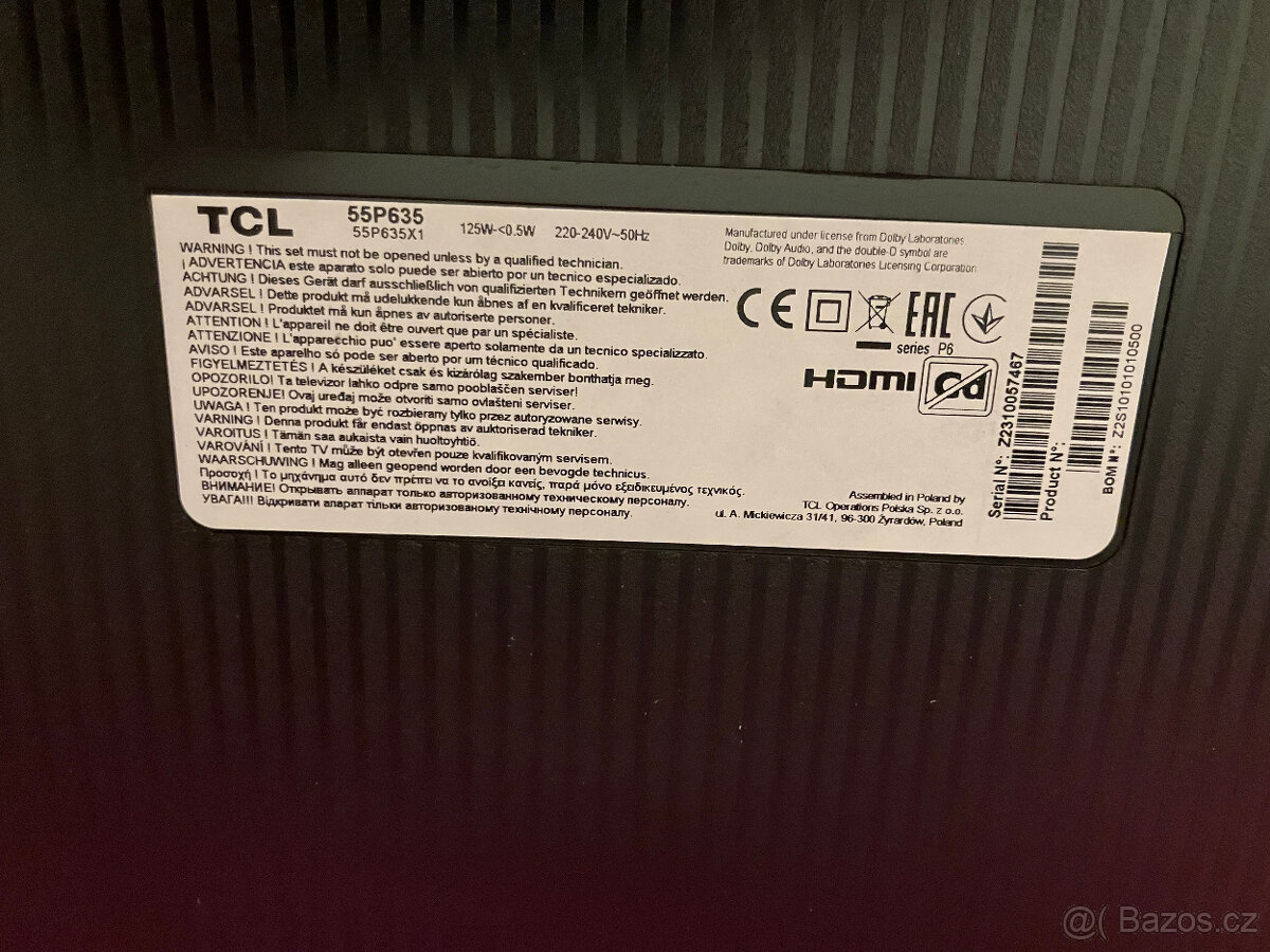 Prodám televizi TCL 55P635 - 2