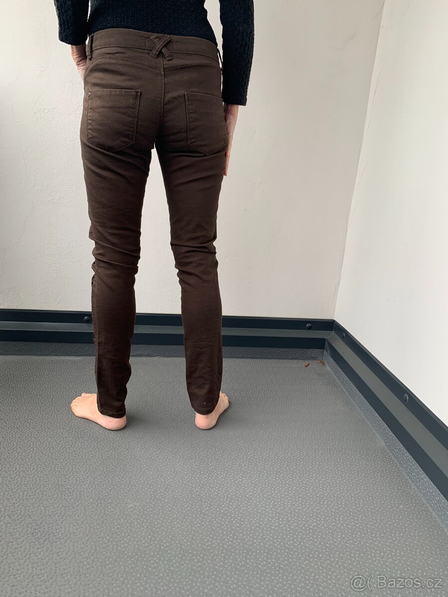 dámské hnědo-černé značkové kalhoty - vel. M - 2