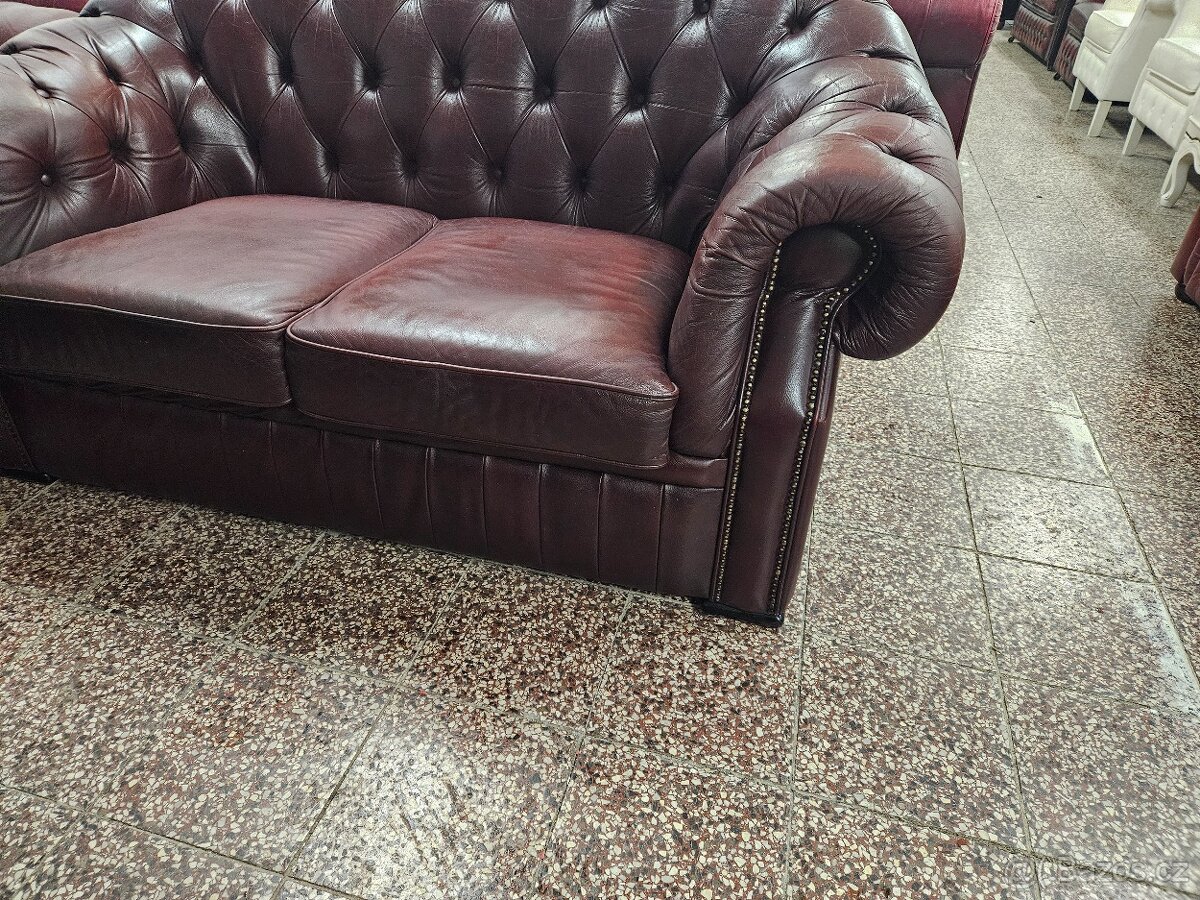 CHESTERFIELD ŠTÝL,KOŽENÁ 3+2+1,SEDAČKA - 2