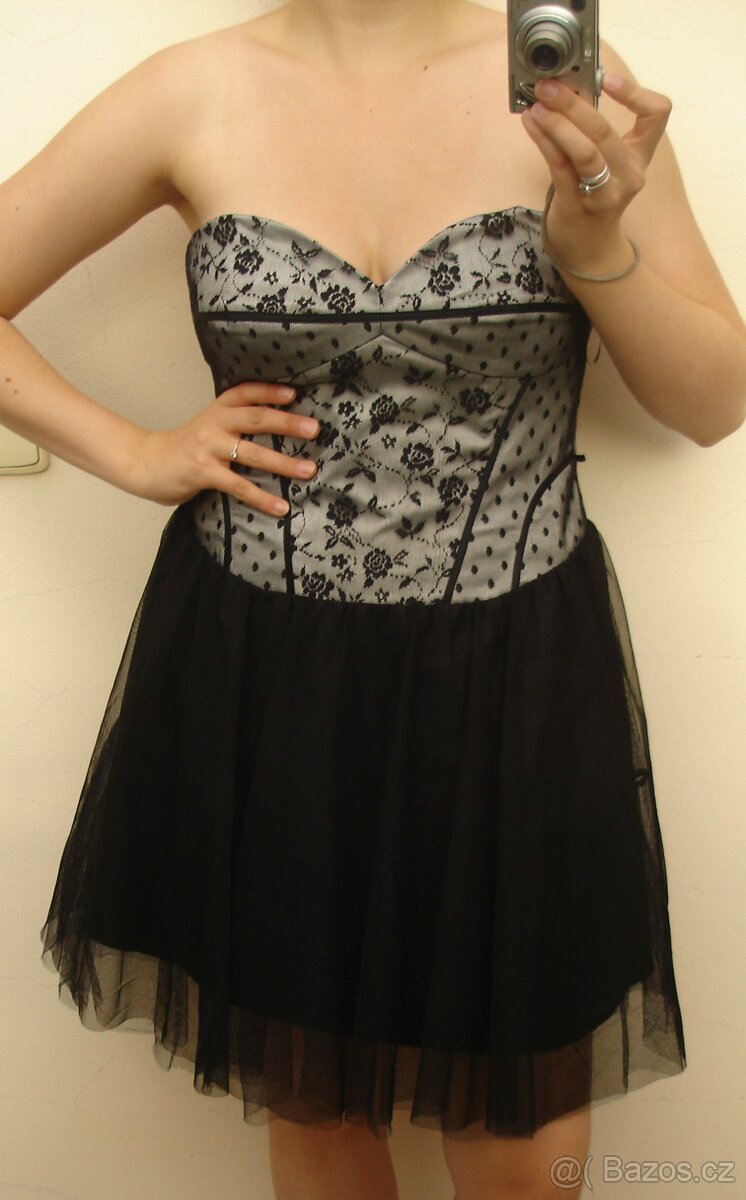 plesové,večerní šaty bez ramínek v.40 - 2