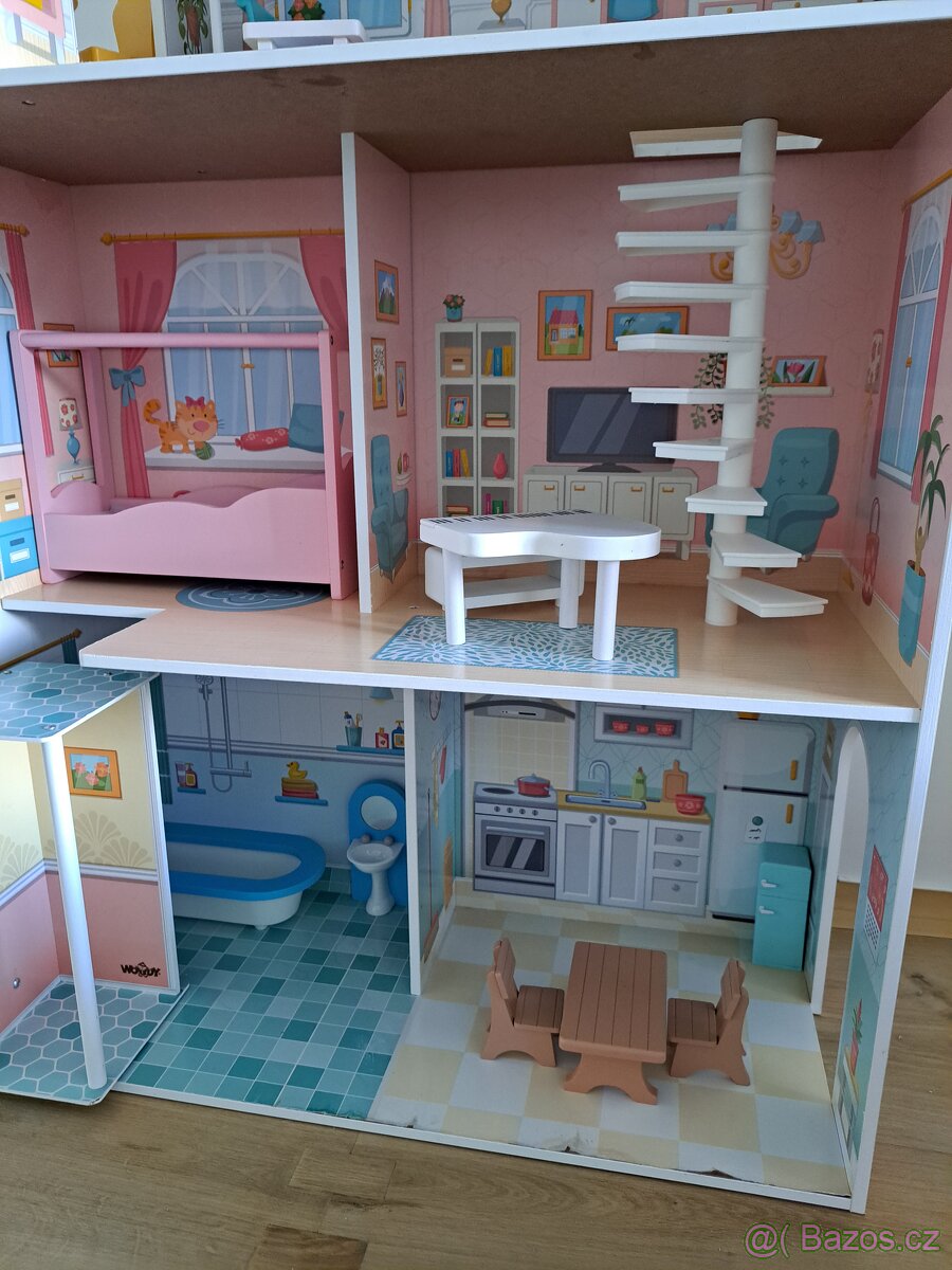 Velky dřevěný dům Woody pro panenky - 2