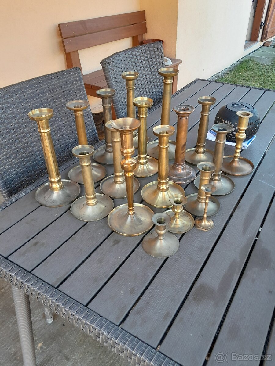 Mosazné starožitné svícny - 2