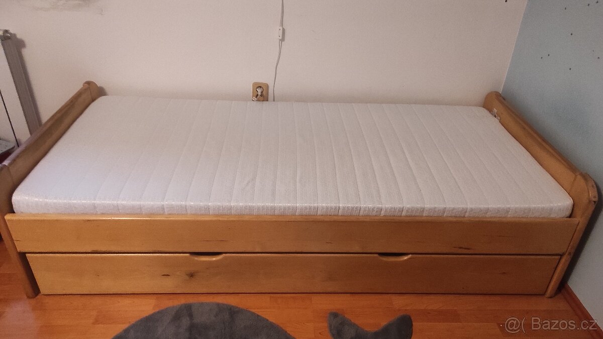 Postel masiv buk 90x200 s roštem a matrací Dreamzone - 2
