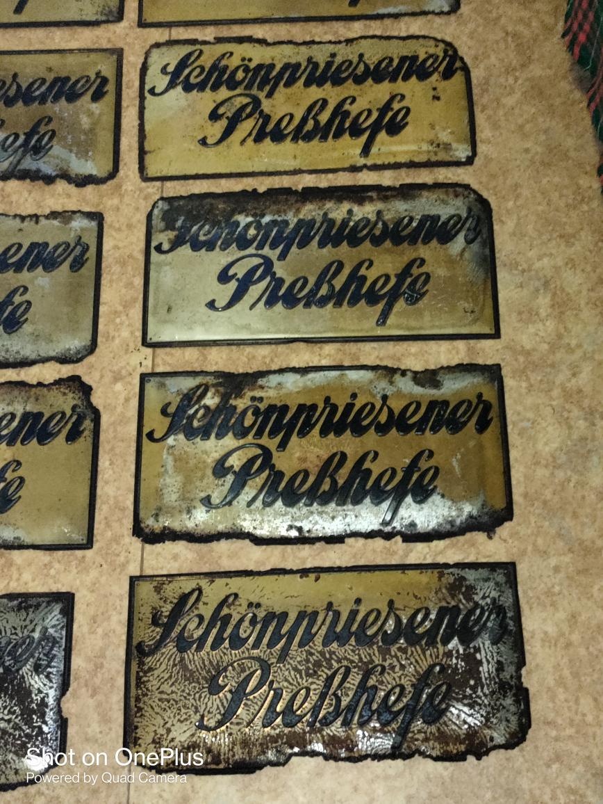 Starožitné,plechové reklamní tlačené cedule-lisované droždí - 2