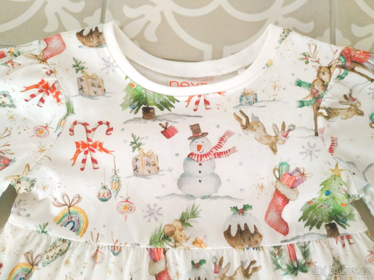 Nové bavlněné překrásné vánoční zimní šaty Next 86 - 2