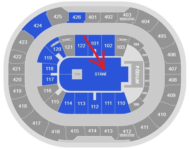 YZO O2 arena Praha 27.9.2026 - STÁNÍ - 2