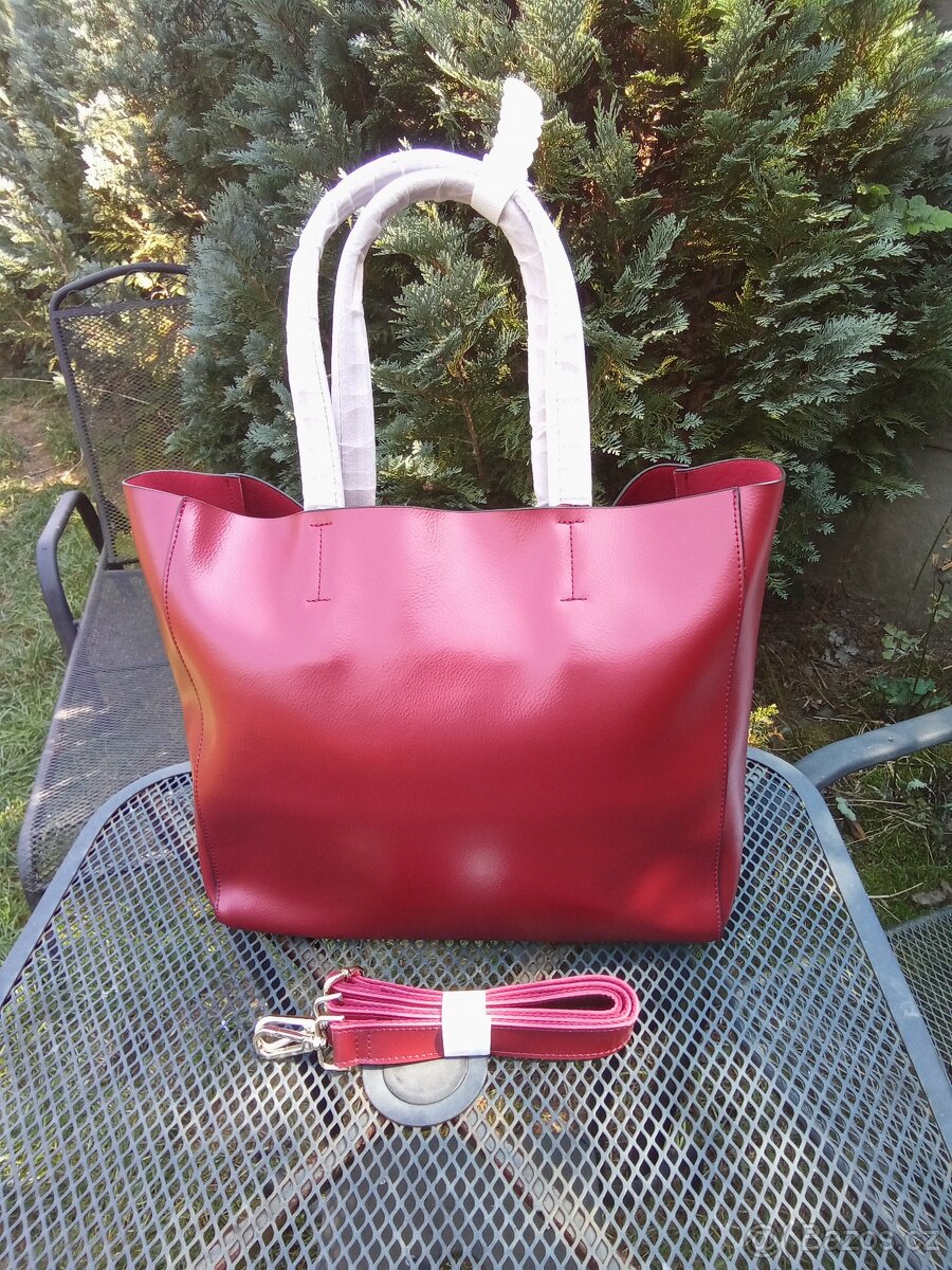 VÍNOVÁ KOŽENÁ KABELKA - 2