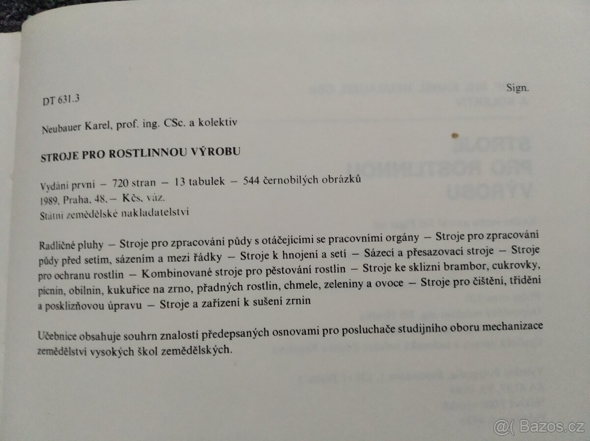 Kniha Stroje pro rostlinnou výrobu - 2