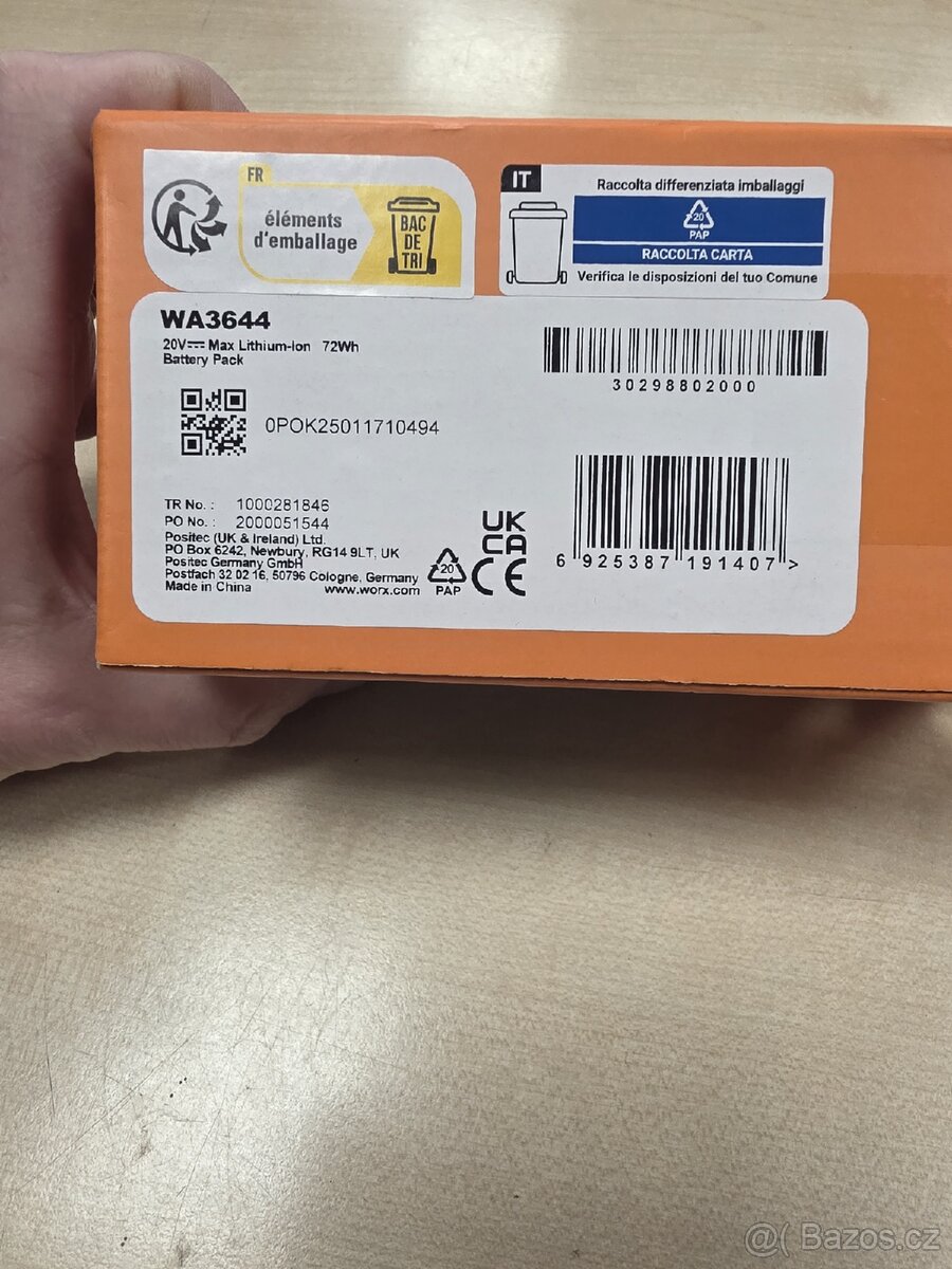 Baterie, akumulátor Worx 20V, 4Ah - NOVÁ - 2