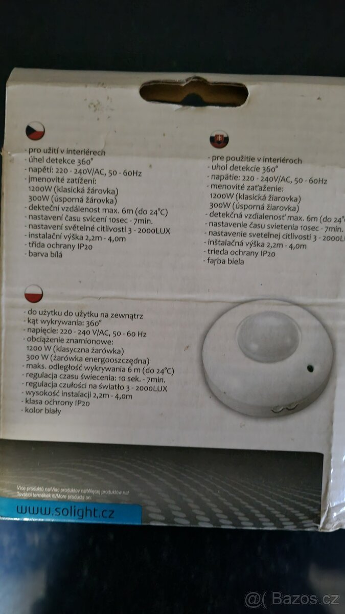 STROPNÍ SENZOR, POHYBOVÉ ČIDLO, SVĚTLO - 2