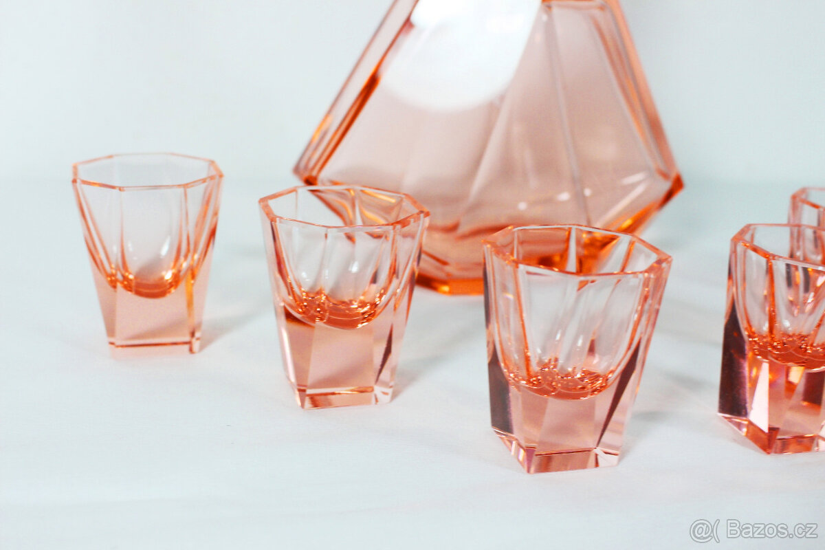 art deco likérová souprava Moser - 2