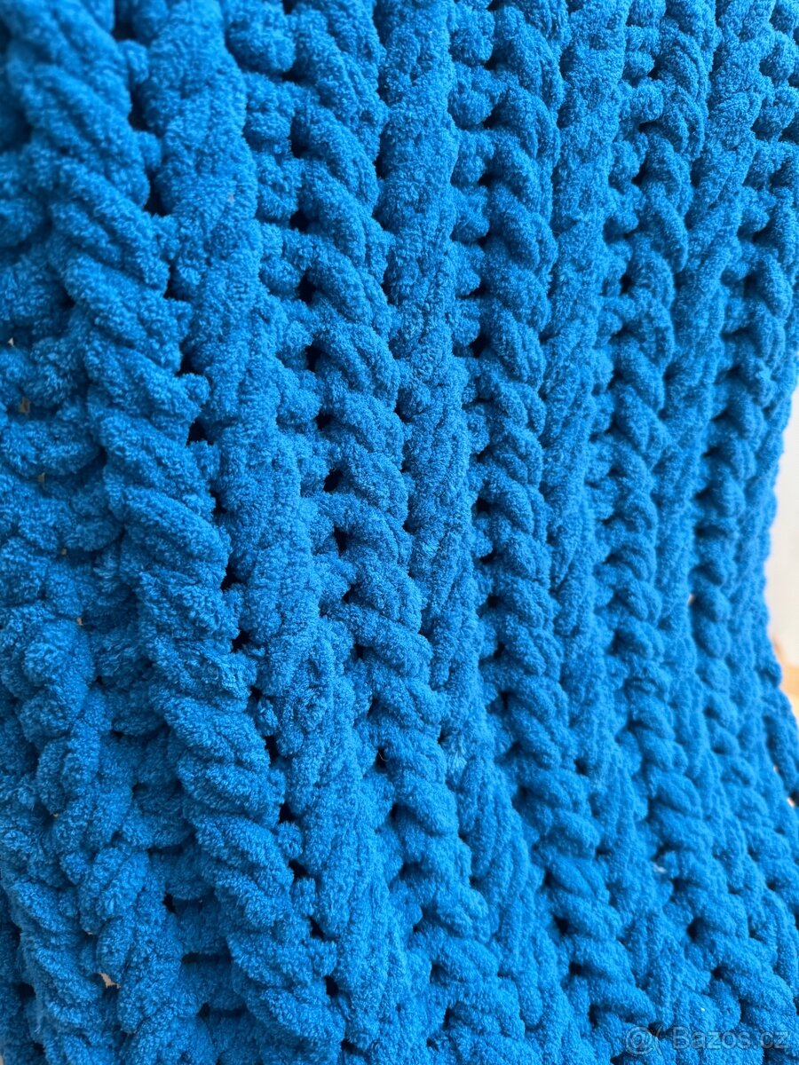 Ručně pletená deka petrolejová - 2