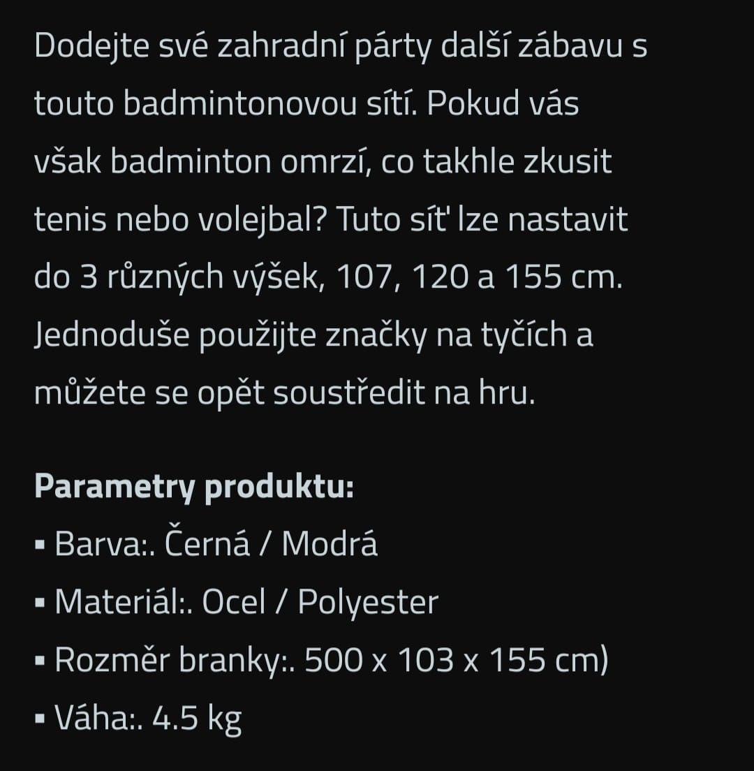 NOVÁ SÍŤ NA BADMINTON,VOLEJBAL A TENIS - 2