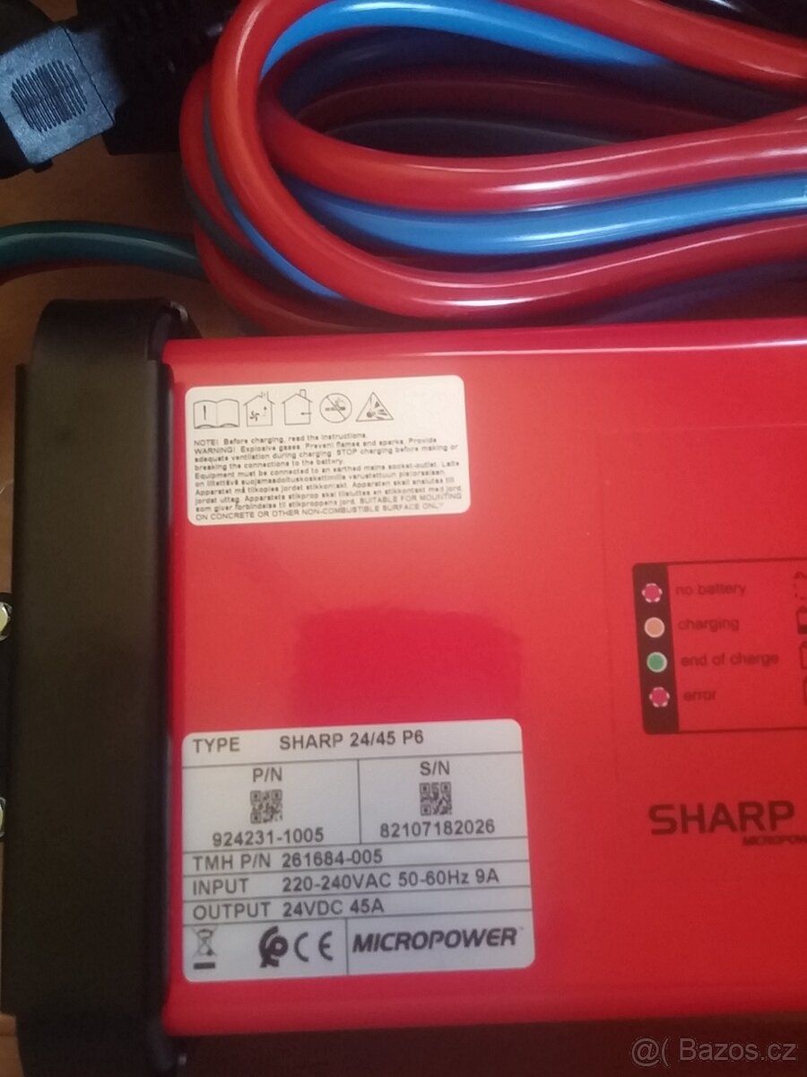 Prodám nabíječku Sharp 24v / 45A. - 2