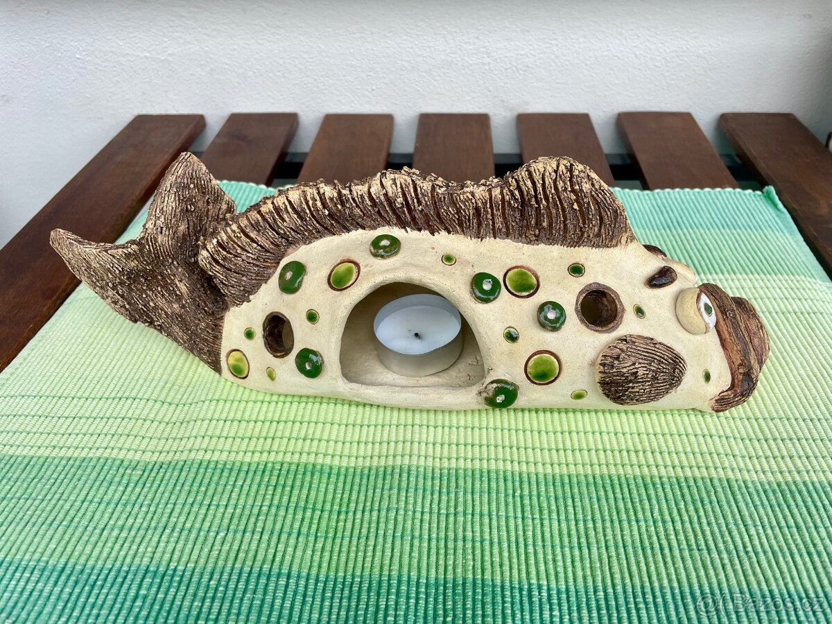 keramický svícen - ryba - 2