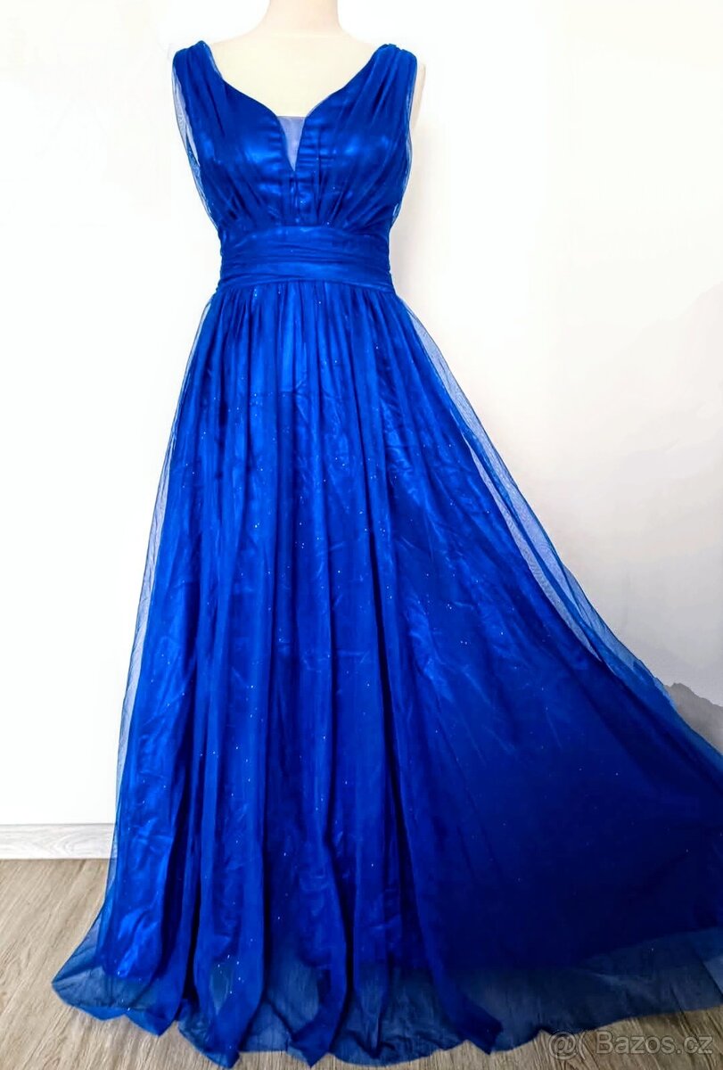 NOVÉ plesové šaty MODRÉ TŘPYTIVÉ - 2