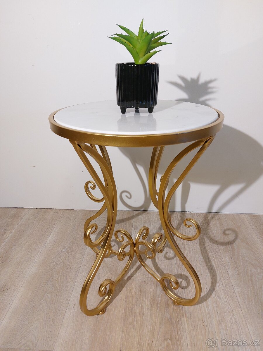 Nový zlatý stolek s pravým mramorem - 2