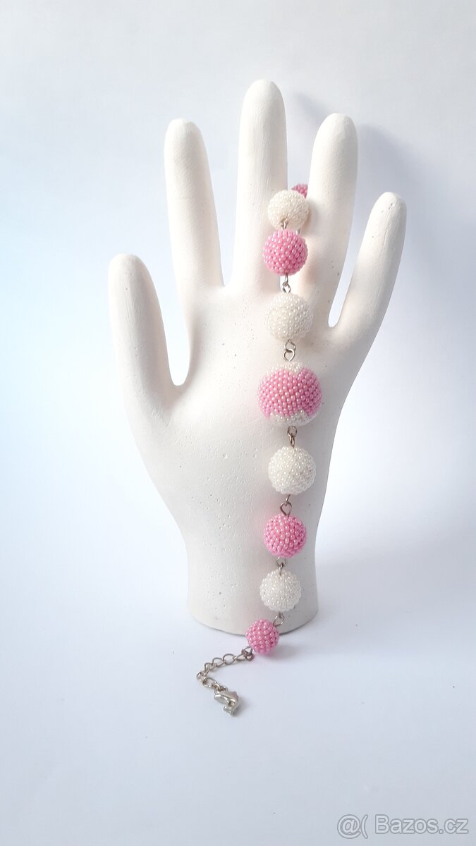 Náramek bílorůžový (nový) - 2