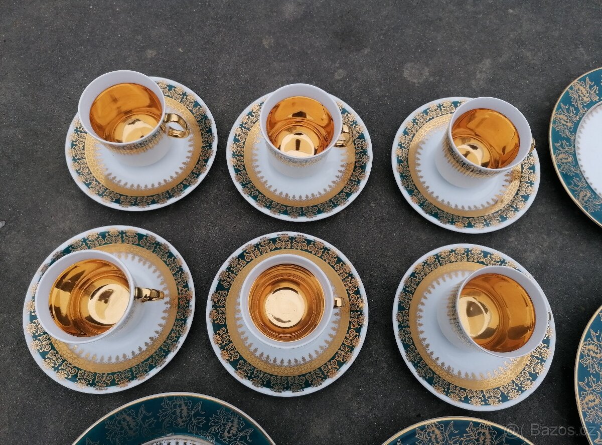 Predám zlato-tyrkysová porcelánová sada - 2