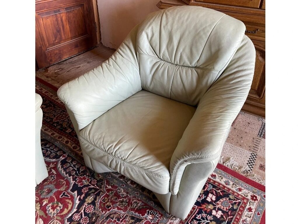 Luxusní kožená sedací souprava 3+1+taburet, 1900 - 2