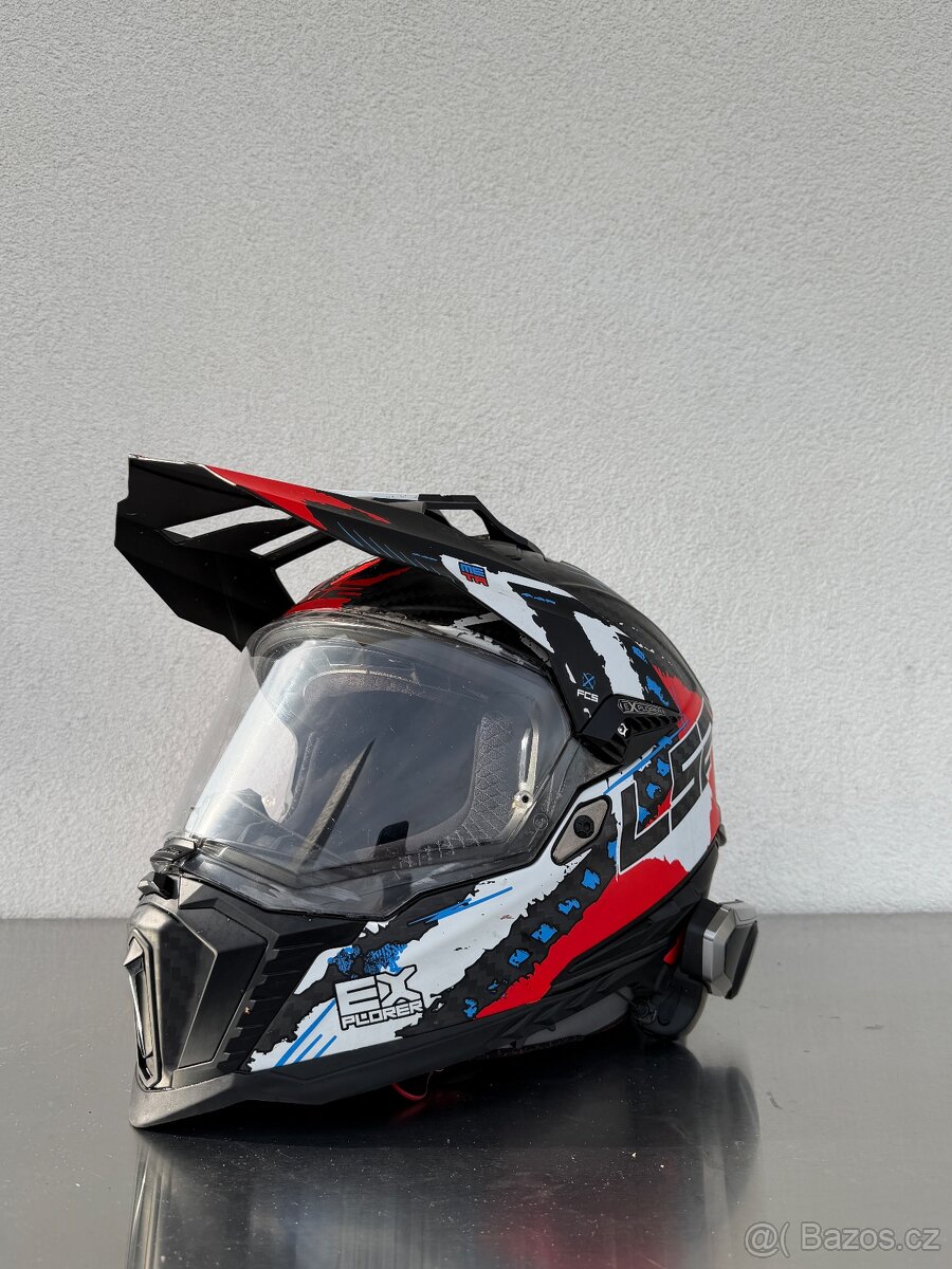 Prilba LS2 MX701 Explorer Carbon Extend čierno-modro-červe - 2