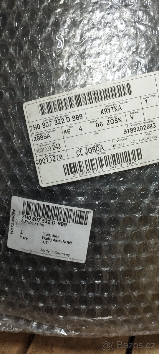 P krytka sloupku 5 dveří, černá ORIGINÁL 7H0807322D9B9 - 2