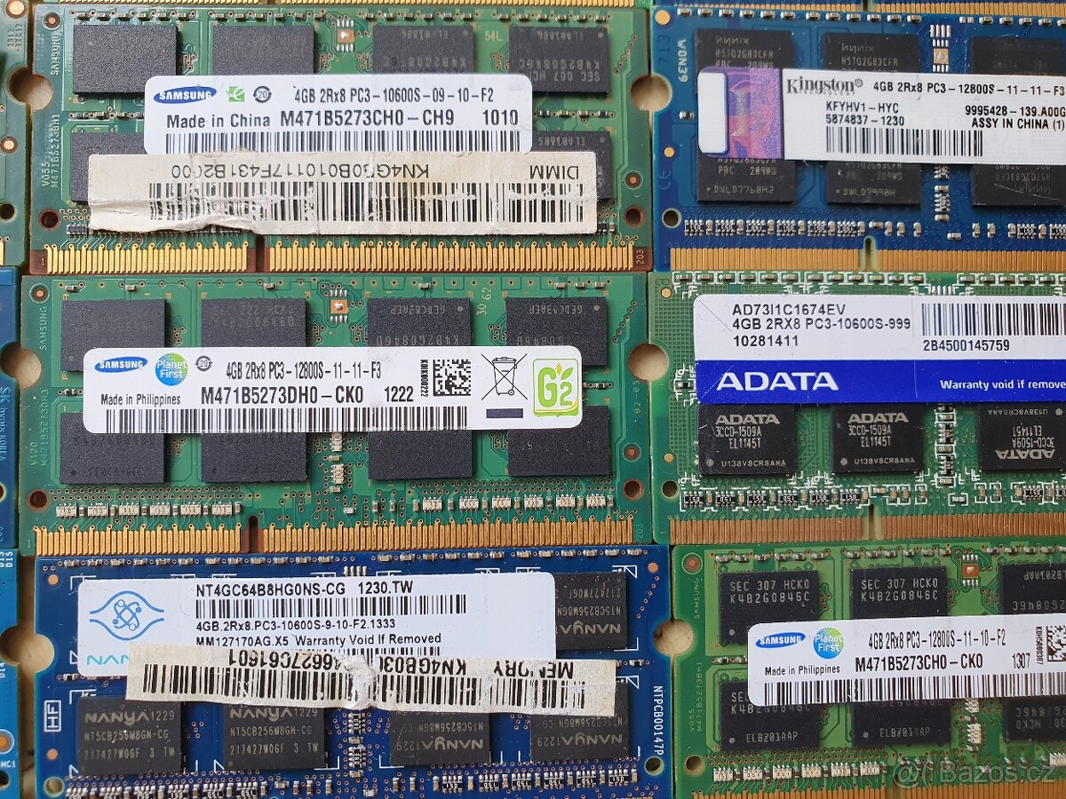 47x ddr3 4gb do Notebooku. Kus : 150kč. - 2