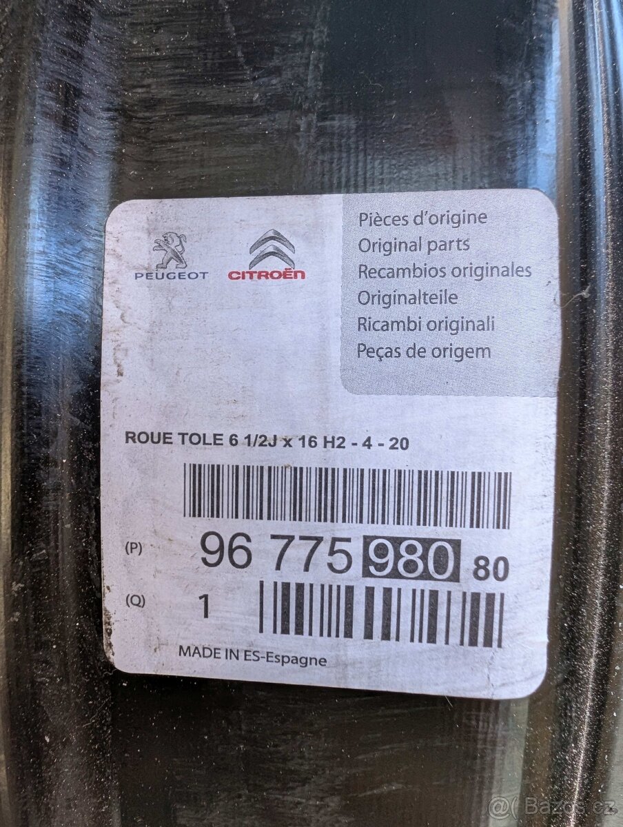 Ocelové disky Peugeot / Citroën 16", originální díl - 2