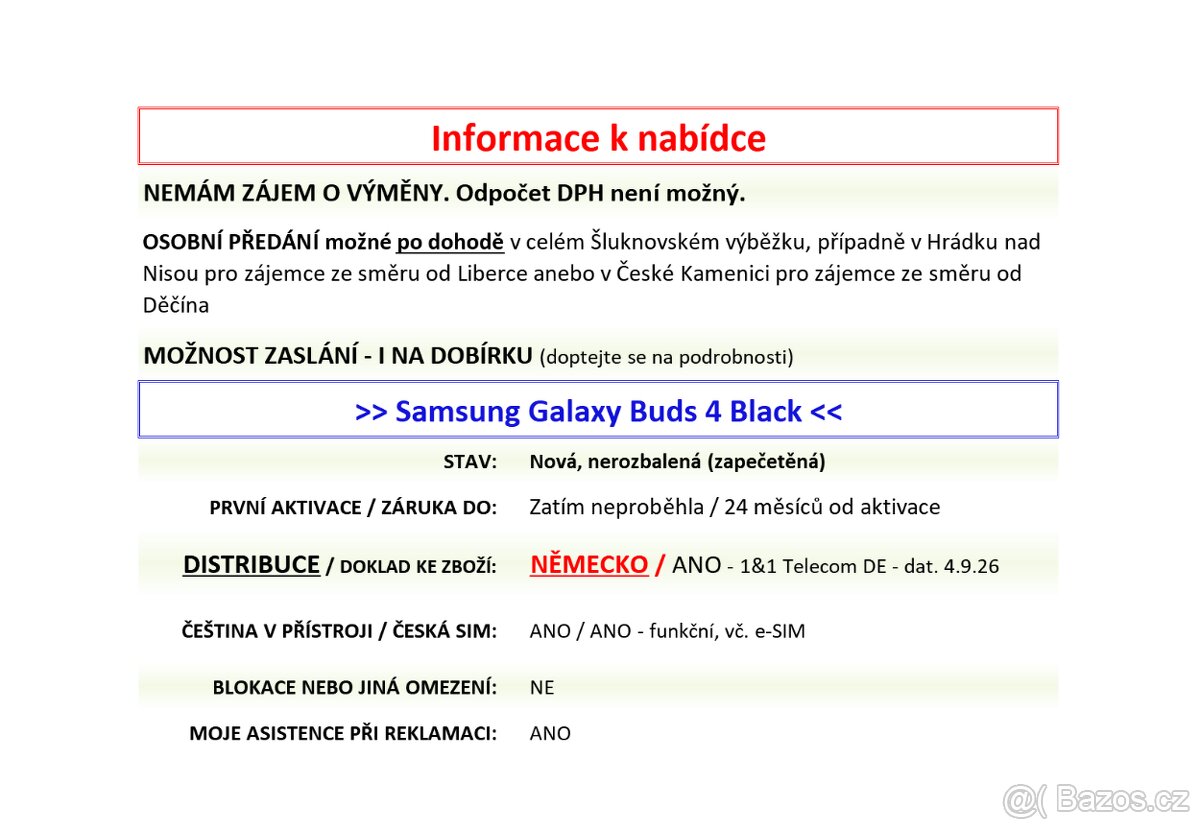 Samsung Galaxy Buds4 Buds 4 Black NOVÁ NEROZBALENÁ - 2