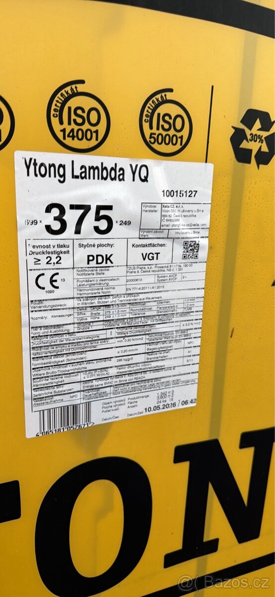 Tvárnice Ytong Lambda YQ 375 P2-300 - 2