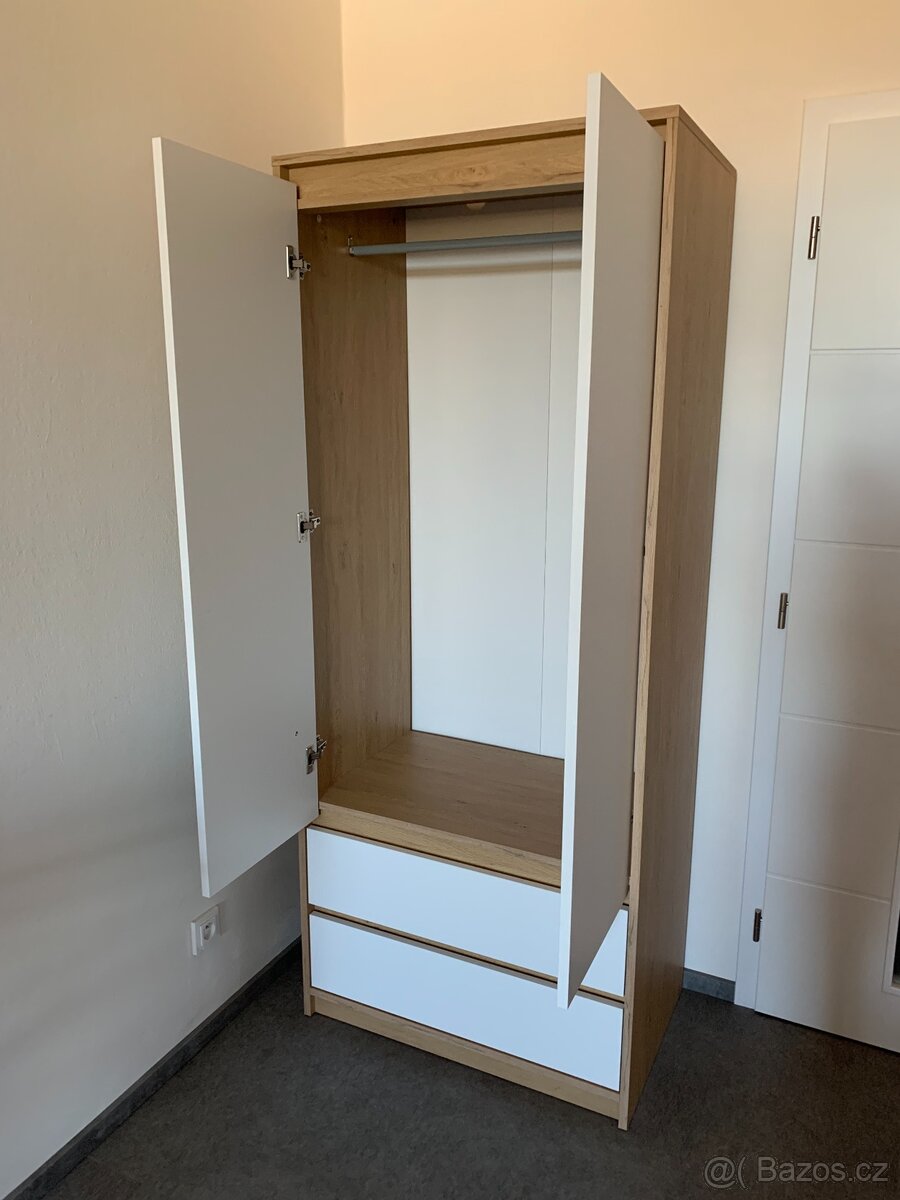 JYSK BILLUND šatní skříň, bílá / dub - 2