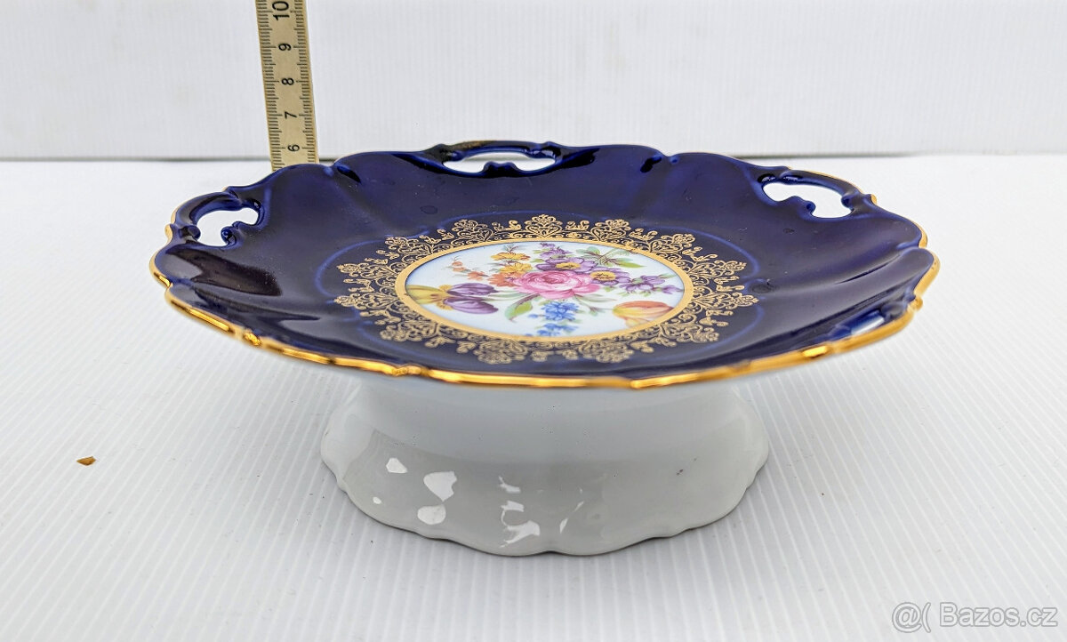 Talíř + mísa. Porcelán Loučky. Kobalt. - 2
