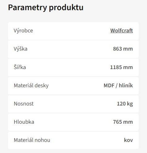 Dílenský stůl Wolfcraft - Master cut 2600 - 2