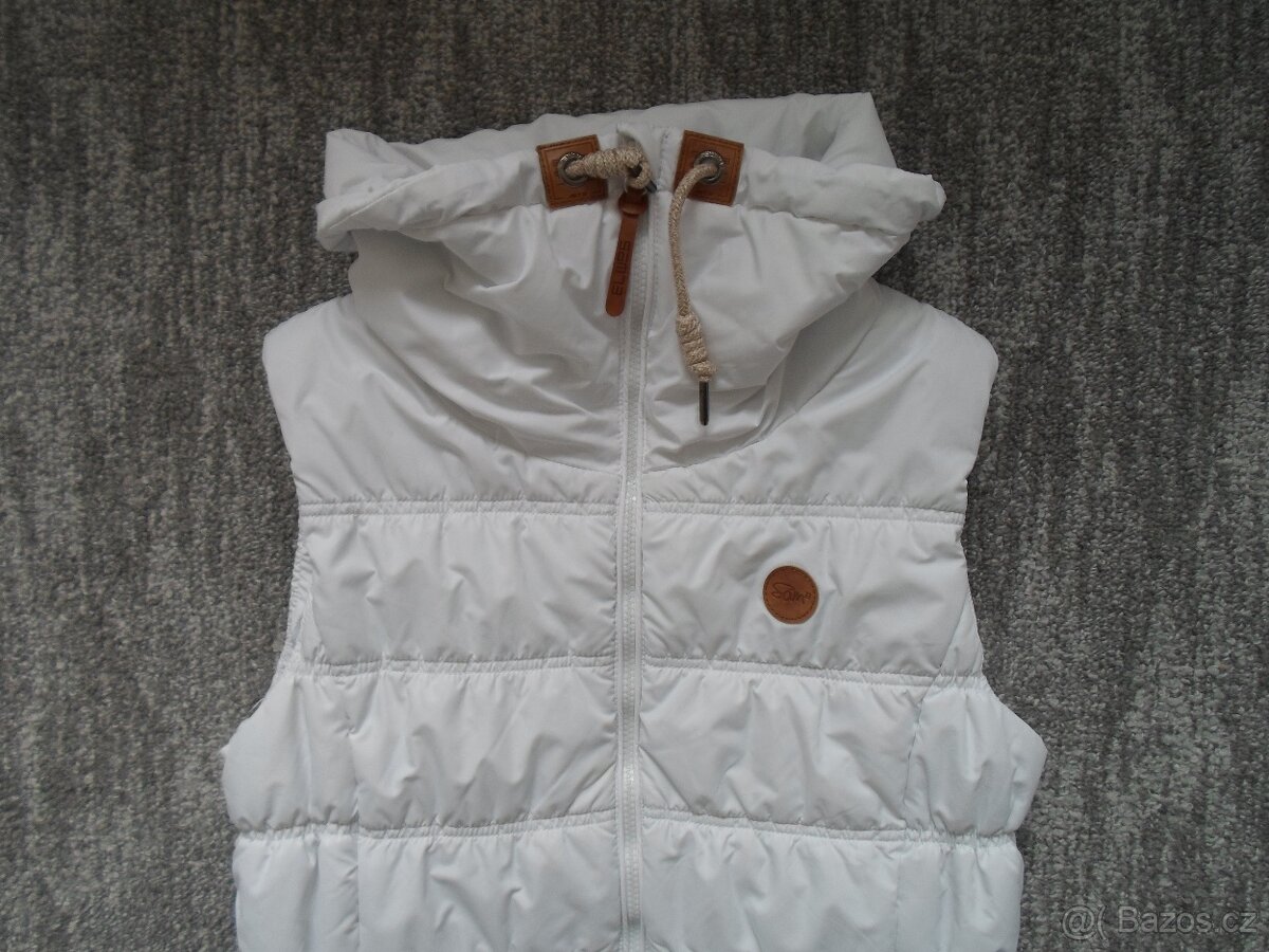 Bílá dlouhá delší zateplená vesta SAM - XS, S - 2