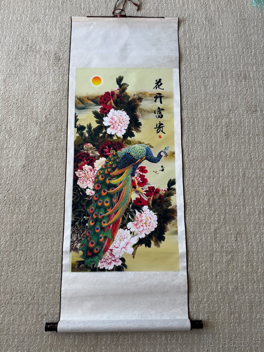 Tradiční čínský svitkový obraz, 45x120 - 2