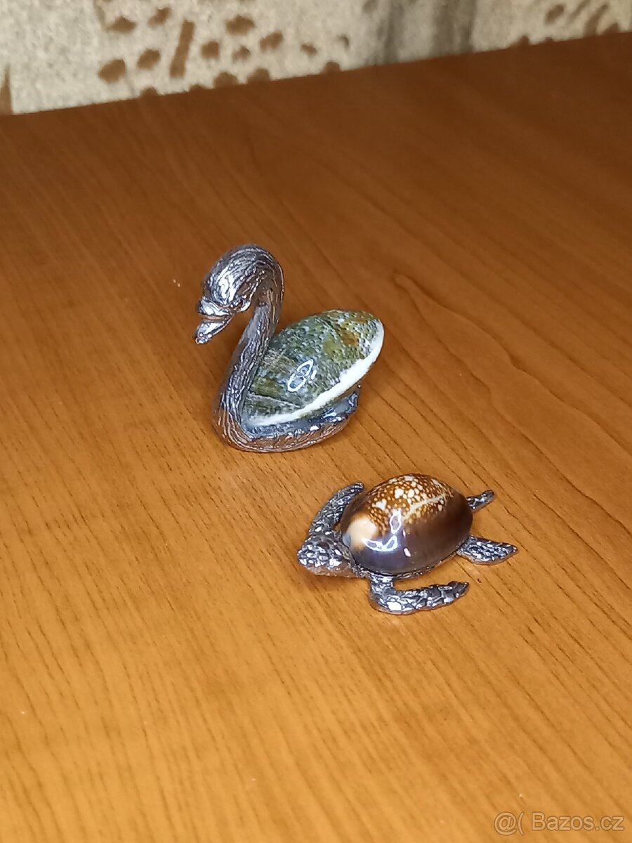 Vintage figurky ~ Labuť & želva - 2
