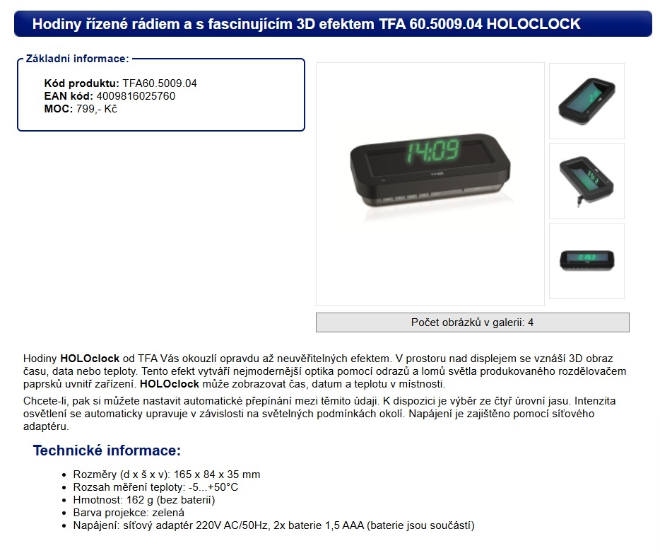 radiohodiny s hologramem - 2