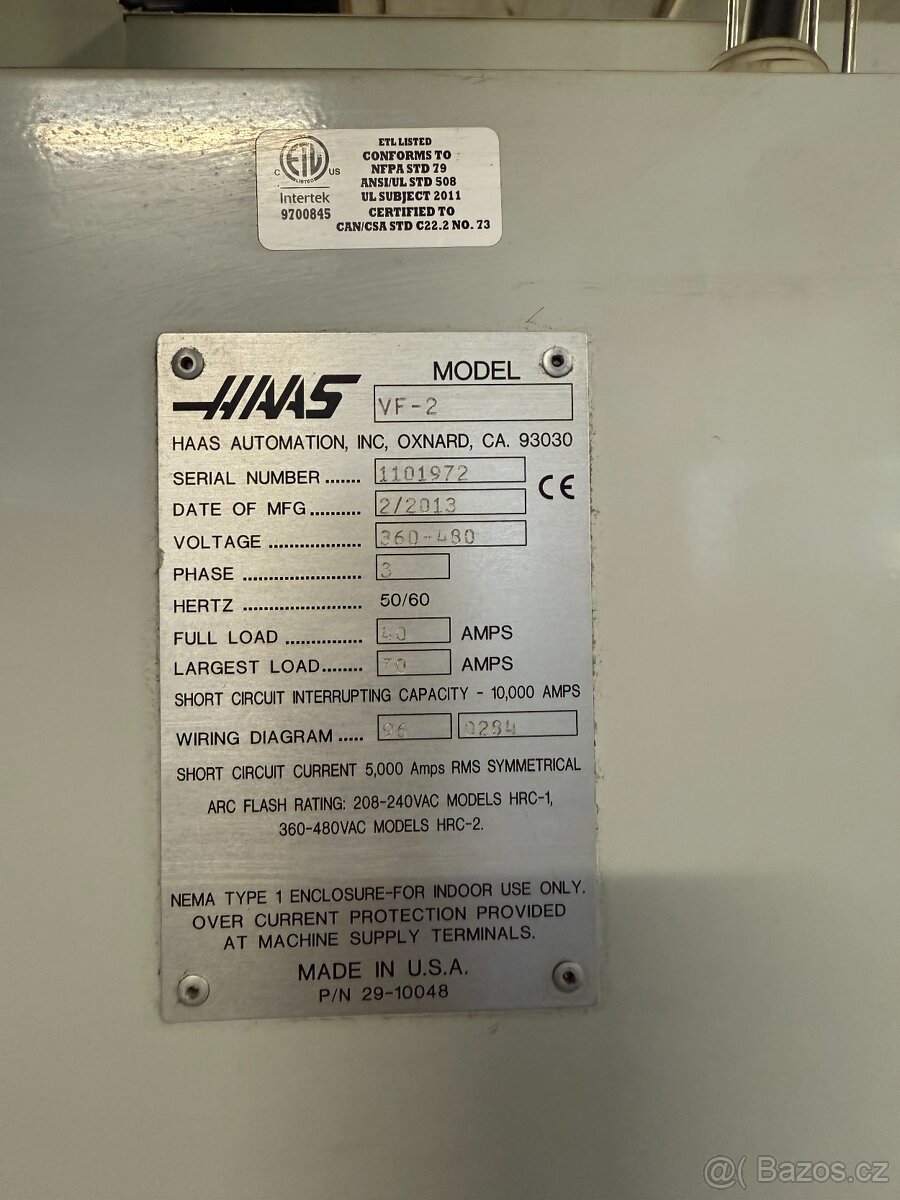 Prodám 3osé centrum Haas VF 2, r.v. 2/2013, - 2