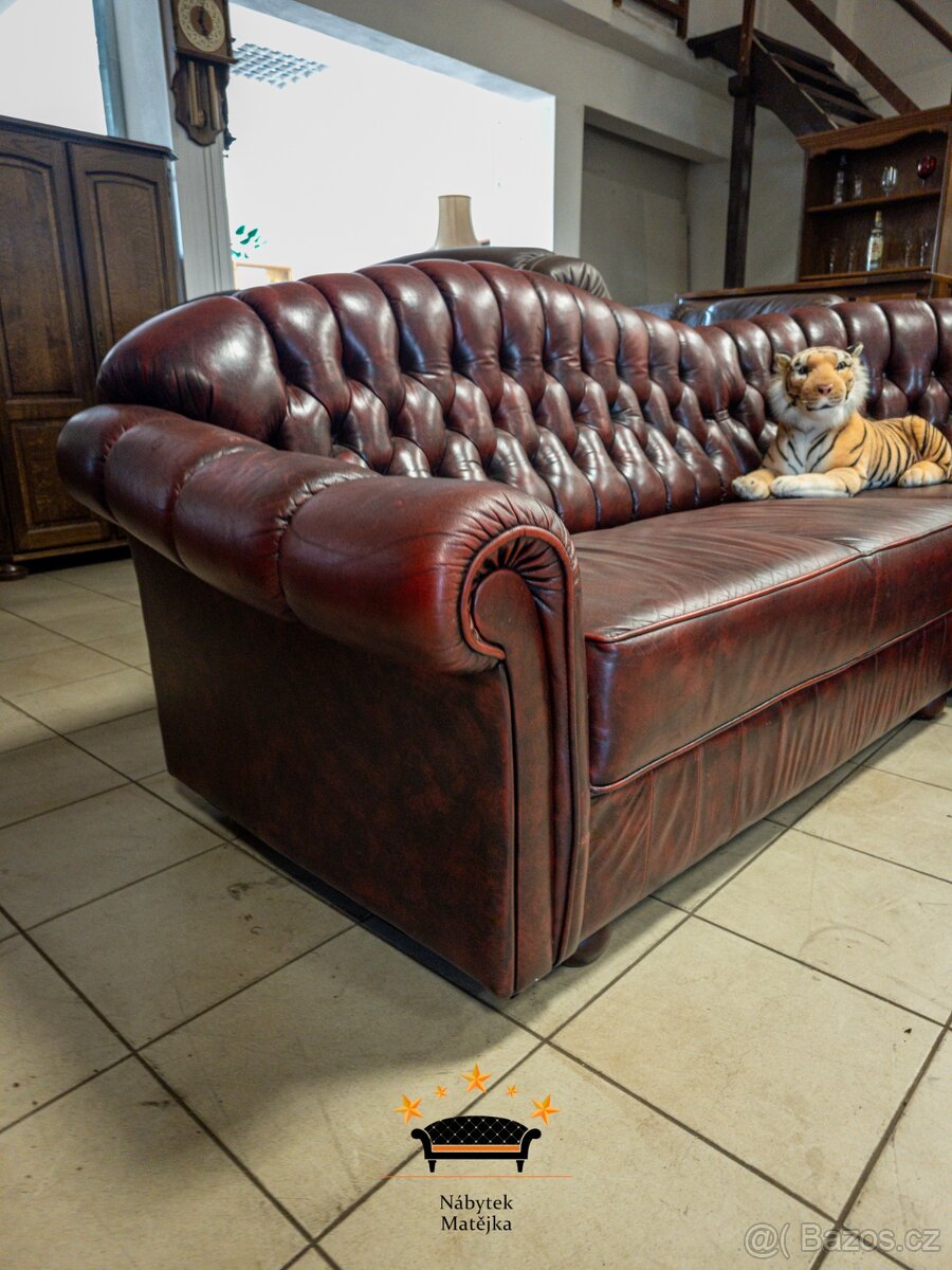 Rohová sedací souprava kožená Chesterfield - 2