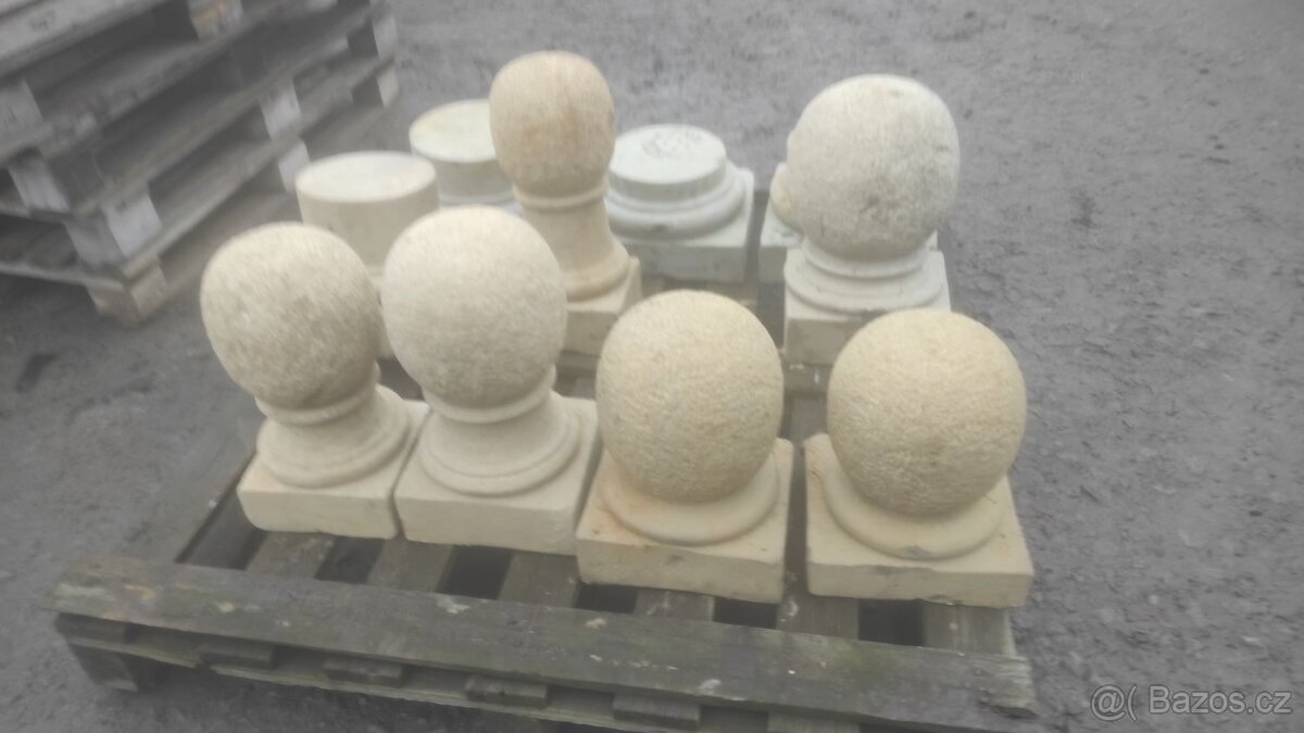 Kamenná koule s podstavcem, pískovcové ozdoby, 6 ks - 2