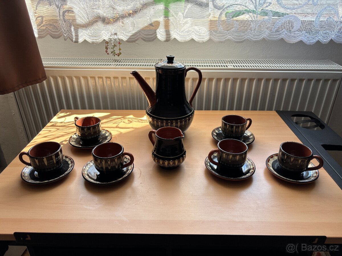 Bulharská retro čajová souprava - černá - 2