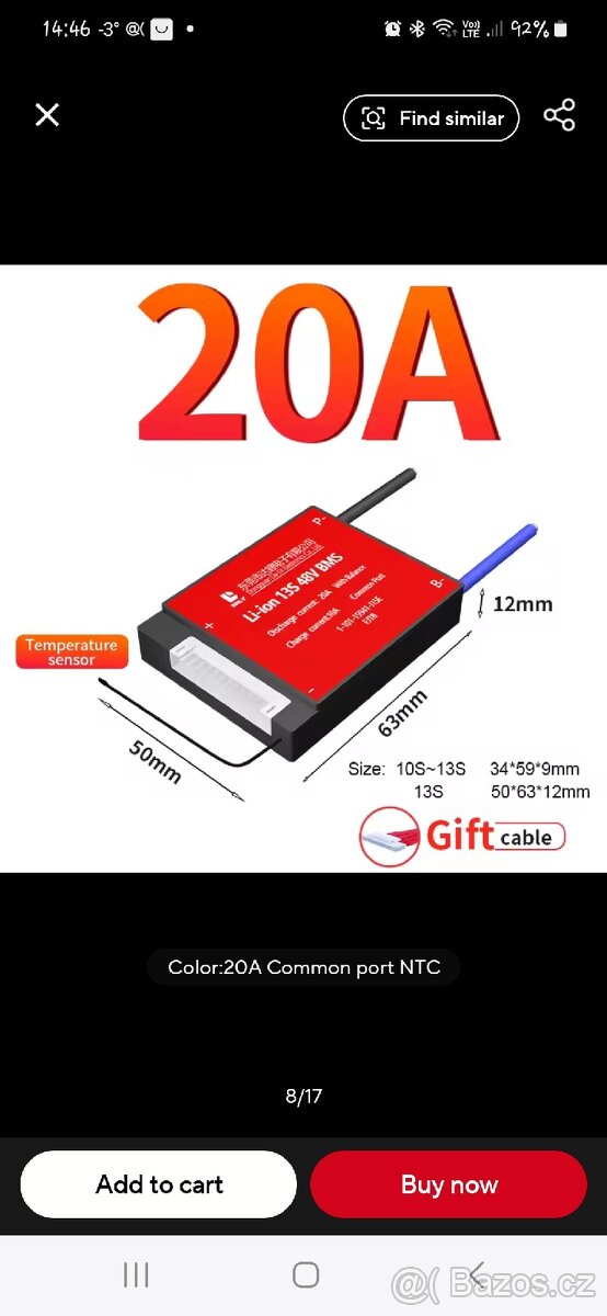 Bms DALY 13S/20A (48V) - 2