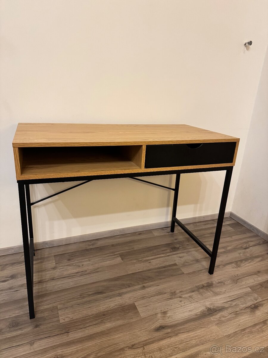 Psací stůl JYSK TRAPPEDAL - dub / černý kov - 2