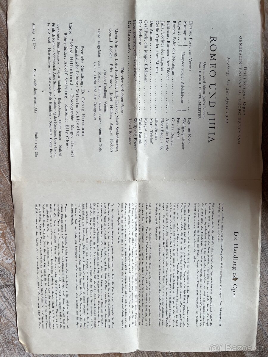 Originální divadelní program 1944 - 2