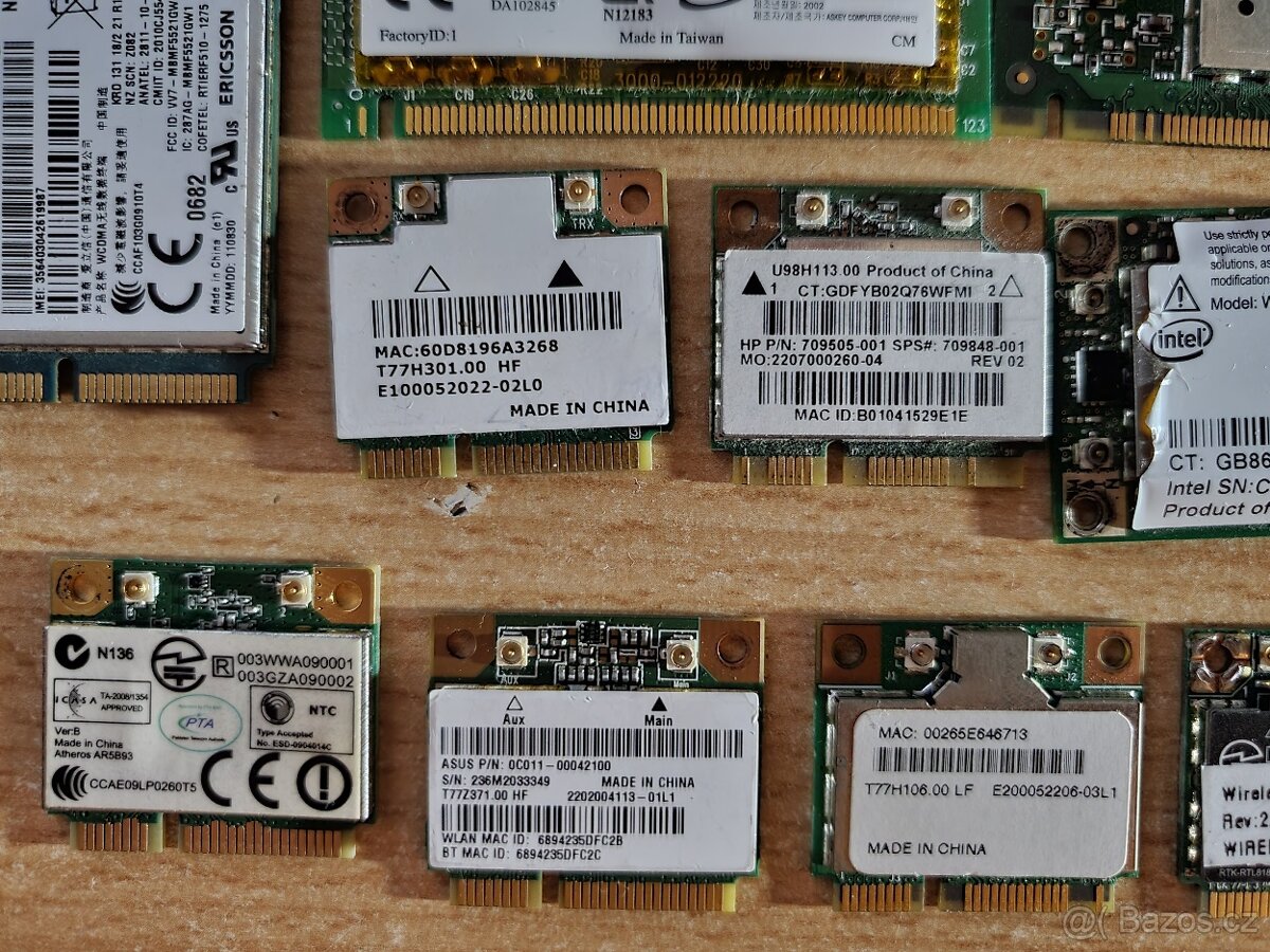 Wifi moduly do Notebooku, vše za 300kč. - 2