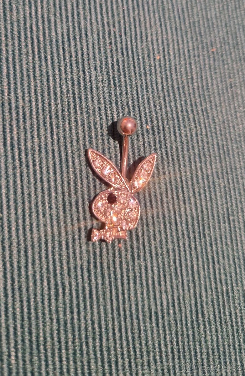 piercing břicha do pupíku třpytivý ocel králíček playboy - 2