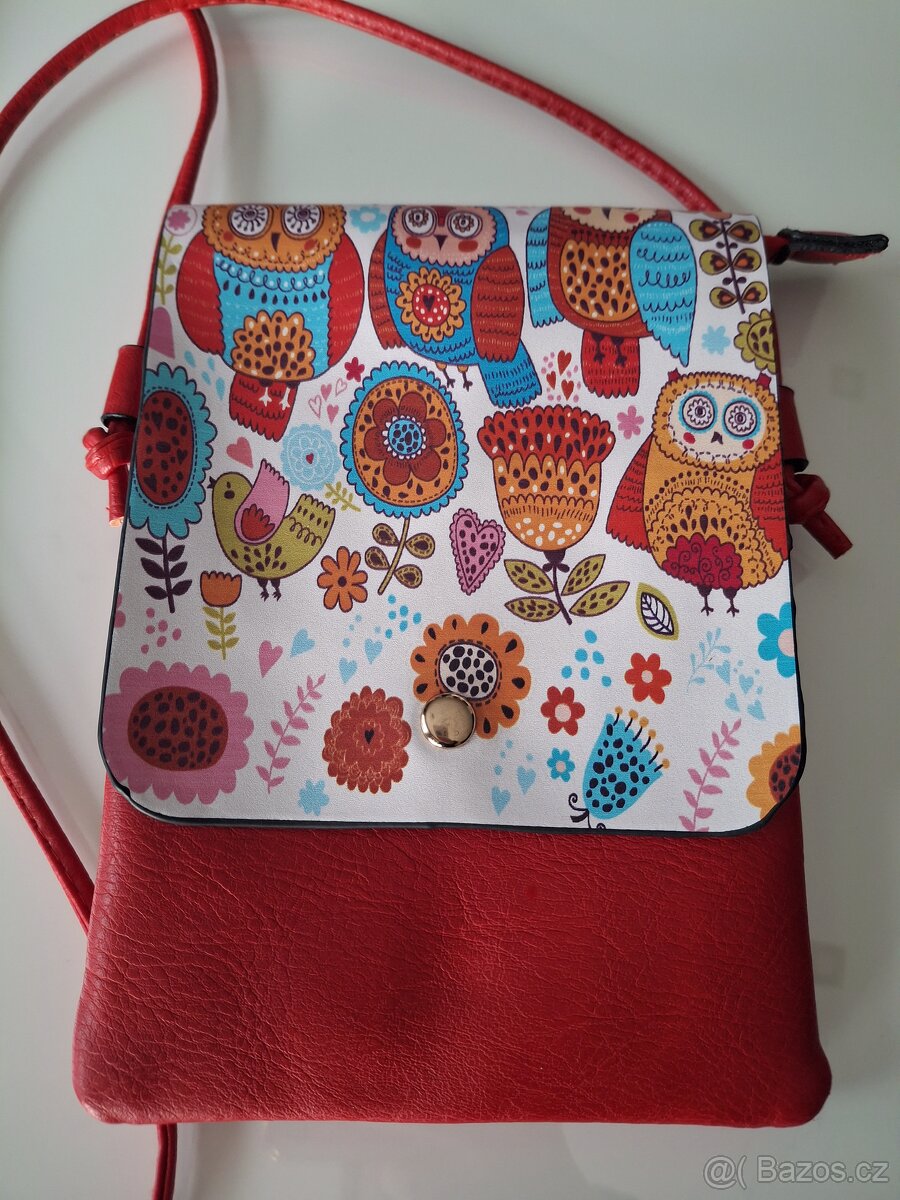 Dámská nová kabelka červená se sovičkama Stoklasa - 2