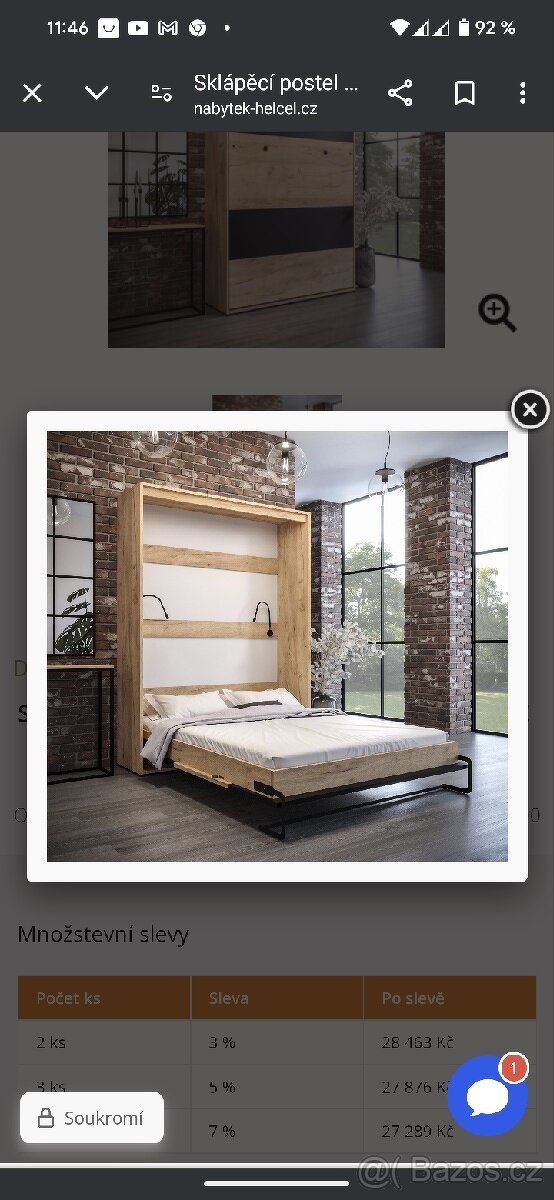 sklápěcí postel horizontální i vertikální 140x200cm koupím - 2